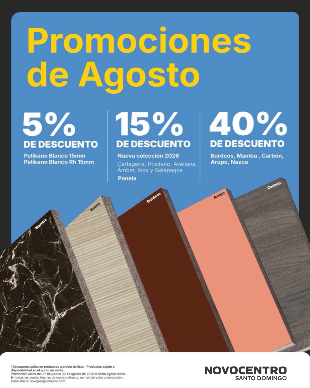 Promociones de agosto de Novocentro Santo Domingo